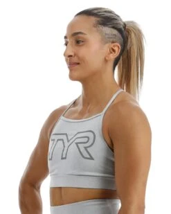 TYR Base Kinetic™ Women's High Neck Big Logo Sports Bra - Heather 13 TYR Base Kinetic™ Women's High Neck Big Logo Sports Bra - Heather -Tyr FGHSHL3A 254 alt03