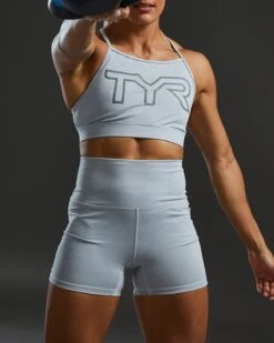 TYR Base Kinetic™ Women's High Neck Big Logo Sports Bra - Heather 17 TYR Base Kinetic™ Women's High Neck Big Logo Sports Bra - Heather -Tyr FGHSHL3A 254 alt07