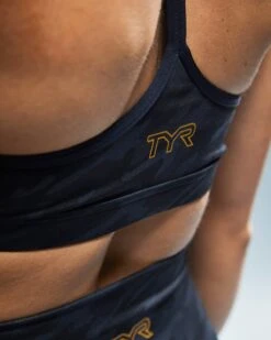 TYR Base Kinetic™ Women's V-Neck Sports Bra - Blackout Camo -Tyr FGVBC3A 001 alt09