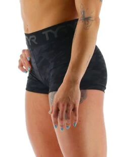 TYR Base Kinetic™ Women's Mid-Rise 2" Logo Short - Blackout Camo 8 TYR Base Kinetic™ Women's Mid-Rise 2" Logo Short - Blackout Camo -Tyr FTMLSB3A 001 alt03