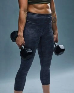 TYR Base Kinetic™ Women's High-Rise 3/4 Leggings - Blackout Camo -Tyr FTTMRB3A 001 alt09