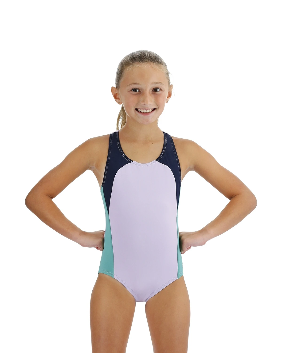 TYR Durafast Elite® Girls' Ella Maxfit Swimsuit - Solid Splice 1 TYR Durafast Elite® Girls' Ella Maxfit Swimsuit - Solid Splice