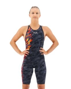 TYR Women's Venzo™ Closed Back Swimsuit - Camo Fire