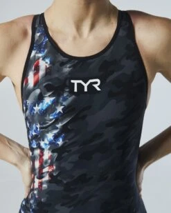 TYR Women's Venzo™ Open Back - USA Blackout Camo -Tyr vzcuob6a 921 alt08